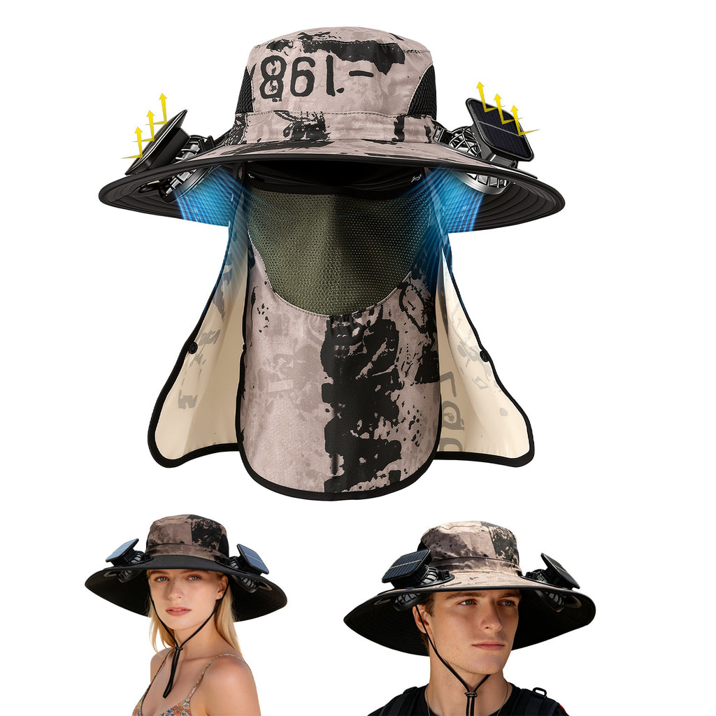 Solar Cooling Fan Hat with UPF50 Sun Protection