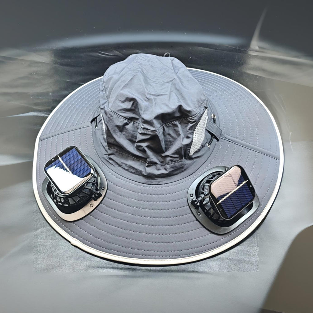 Outdoor Sun Hat with Built-In Cooling Fan